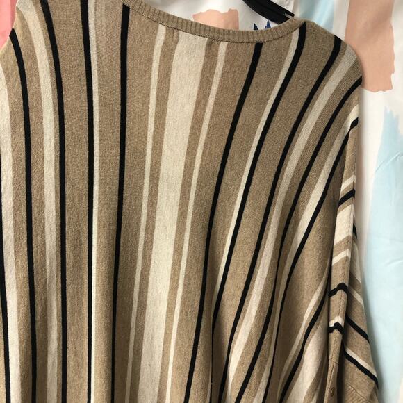 RXB Black Cream Tan Striped Oversized Sweater Size XL - Picture 12 of 16